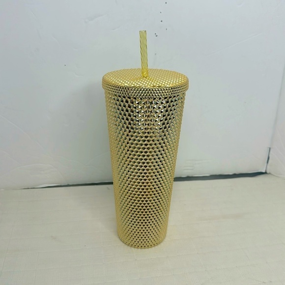 Starbucks Christmas Holiday 2022 Gold Bling Studded Venti 24 oz Cold Cup Tumbler - Picture 1 of 9